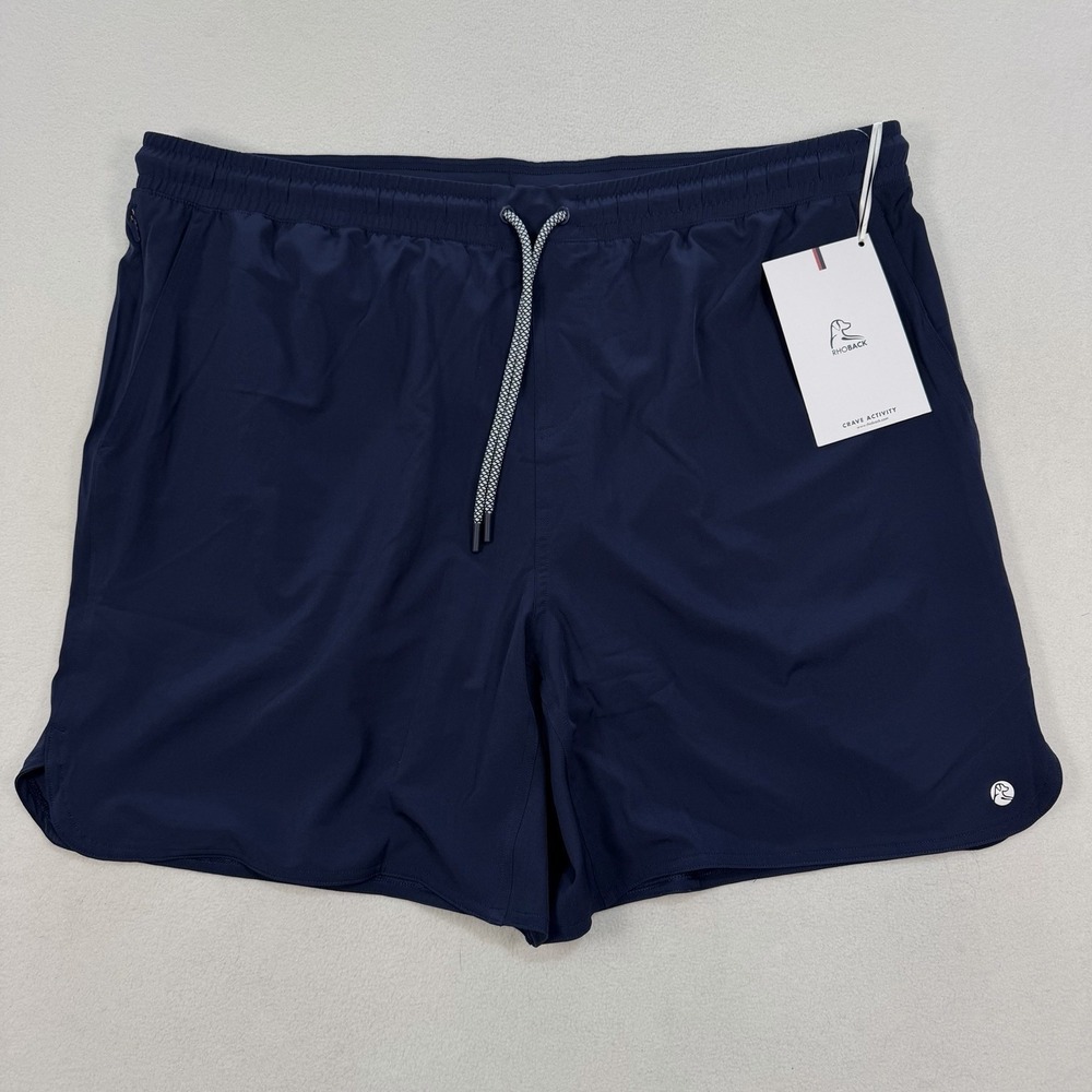 NWT Rhoback Men's Grit Gym Shorts Lined The Dunks Solid Fleet Navy Blue 3XL‎